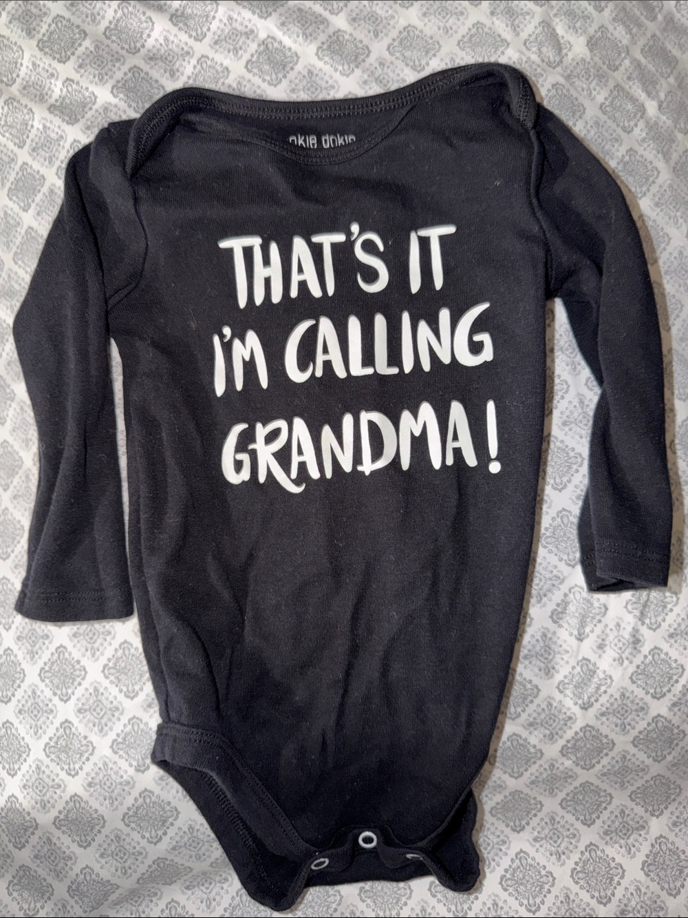 Black Kids One-Piece Bodysuit with "That's It I'm Calling Grandma!"